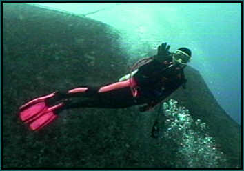 ScubaMom on the wreck, picture by Jim Scheiner of Rainbow Visions, BVI