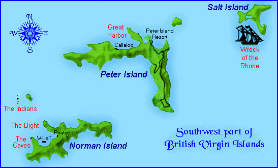 Map of S.W. section of BVI