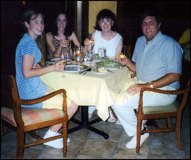 Kelly, Melanie, Carole, and Ron at dinner