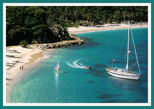 Julia B sailboat in a BVI cove