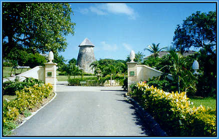 approach to Cotton House and its landmark Sugar Mill