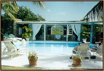 freshwater pool with covered bar and lunch area