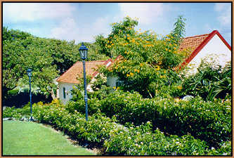 Cottages along the walk to the pool