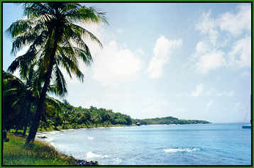 Mustique beach on west side of island
