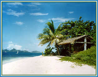 One of the hammock huts on West Side Beach