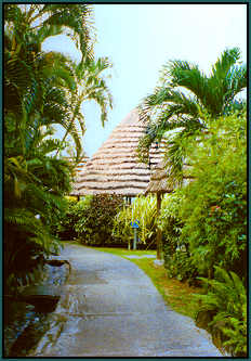 One of the dining huts called a kiosk near the beach and bar