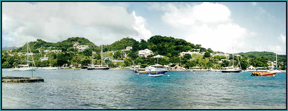 View of St. Vincent from the Young Island bar and dining area.