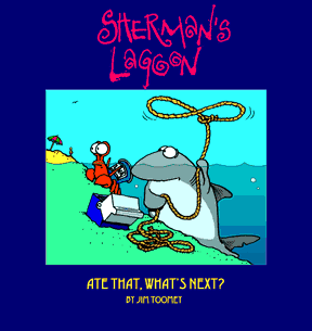 Sherman's Lagoon Book Cover and link to the web site.