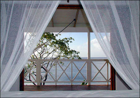 View from king bed through the big French doors