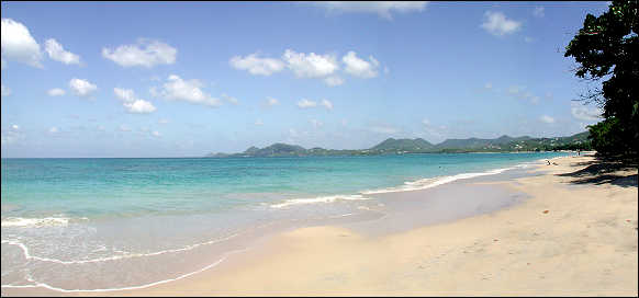 White sand beach near Castries commuter airport