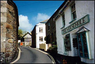 One lane wide Main Street in Mousehole, Cornwall
