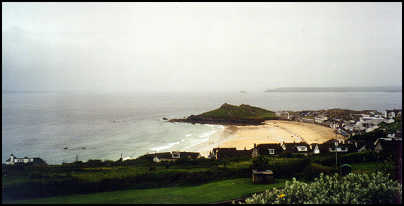 St. Ives beach on a cloudy day