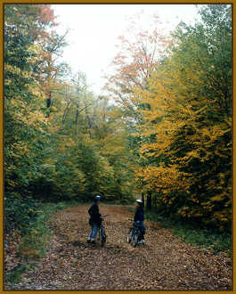 Corinne and Kara biking in Vermont