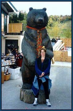 Corinne McKamey with the Stratton Mountain bear