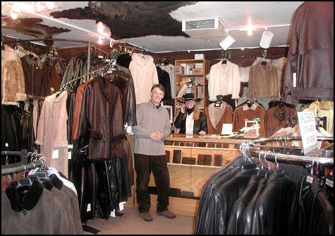 Mill Valley Sheepskin store with Kevin and C.J. plus the bear on the ceiling!