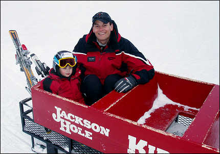 Instuctor Ryan and twin Andrew in the ski wagon