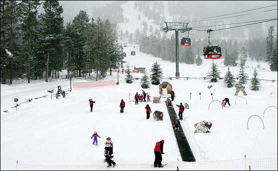 The beginner kids ski area