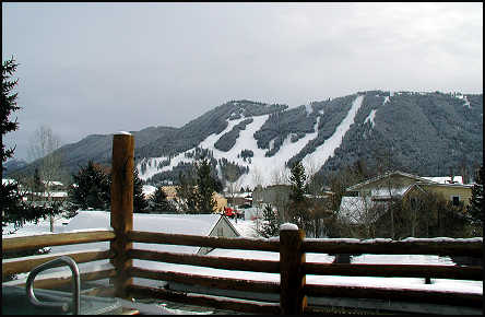 hot tub and deck view of Snow King ski area