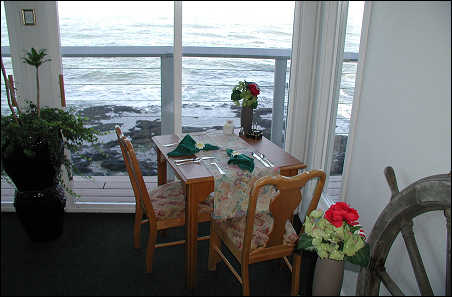 Breakfast table with an ocean view