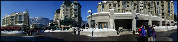 Carlton Lodge on left, Pan Pacific Hotel on right