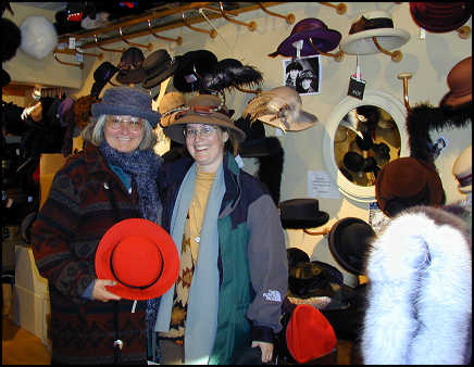 ScubaMom Lynn and daughter Corinne trying on hats.
