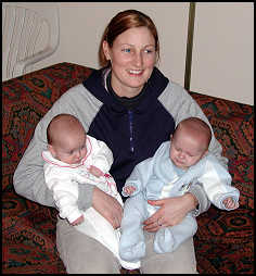 Maria, our wonderful nanny ,with twins Caitlin and Andrew