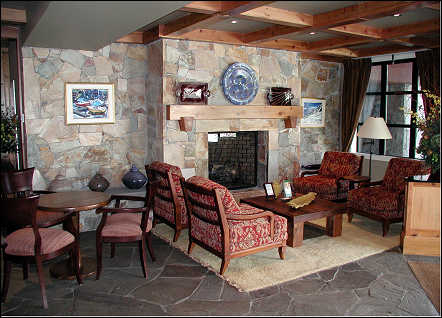Lobby area with fireplace