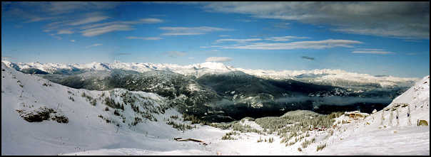 Picture of Whistler valley taken from top of ski mountain