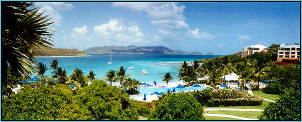 View of ocean and St. John from the Ritz-Carton Cafe terrace